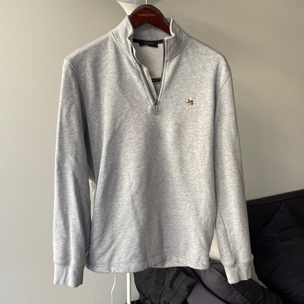 Ted Baker Zip Neck Sweater Size Medium in Grey